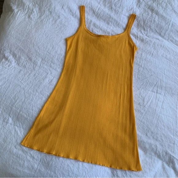 Doen Cynthia Cotton Tank Mini Dress Jonquille Apolline Pointelle Yellow Gold - Picture 9 of 13